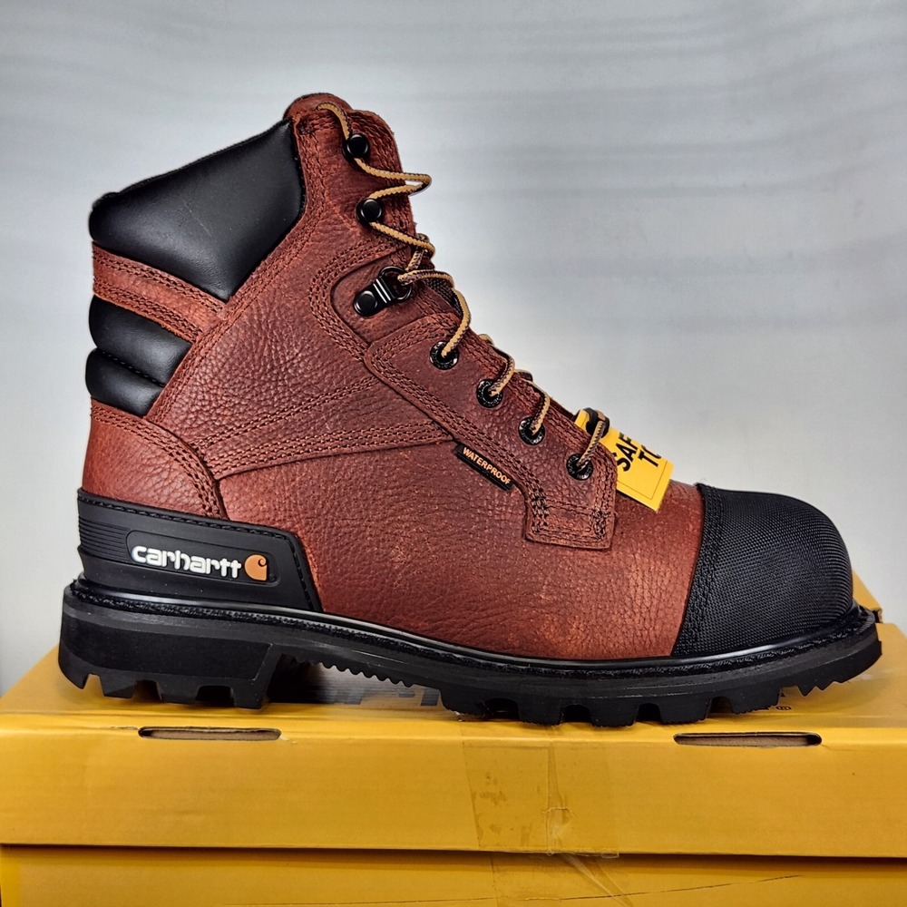 Carhartt Work Boot Men Size 9 WIDE Brown Steel Toe Waterproof Puncture Resistant